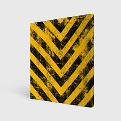 Холст квадратный WARNING - желто-черные полосы, цвет: 3D-принт