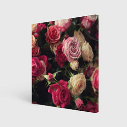 Холст квадратный Нежные кустовые розы, цвет: 3D-принт