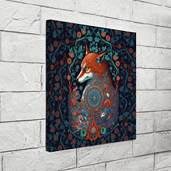 Холст квадратный Рыжая лиса с орнаментом, цвет: 3D-принт — фото 2