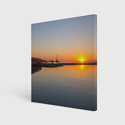 Холст квадратный Санкт-Петербург, закат на Финском заливе, цвет: 3D-принт