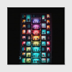 Холст квадратный Разноцветный жилой дом, цвет: 3D-принт — фото 2