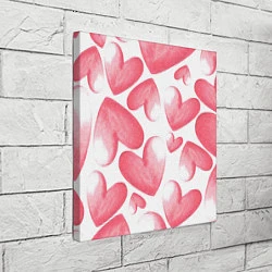 Холст квадратный Розовые акварельные сердца - паттерн, цвет: 3D-принт — фото 2