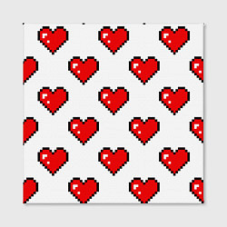 Холст квадратный Сердца в стиле пиксель-арт, цвет: 3D-принт — фото 2