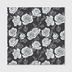 Холст квадратный Нарисованные белые розы, цвет: 3D-принт — фото 2