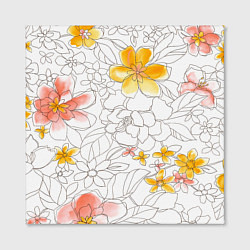 Холст квадратный Нарисованный цветы - светлый, цвет: 3D-принт — фото 2