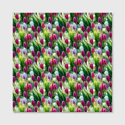 Холст квадратный Весенние тюльпаны и подснежники, цвет: 3D-принт — фото 2