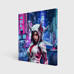 Холст квадратный Demon Oni - cyberpunk, цвет: 3D-принт