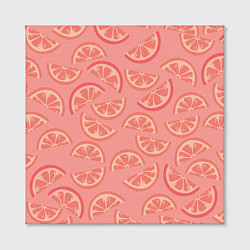 Холст квадратный Цитрусовые дольки - розовый паттерн, цвет: 3D-принт — фото 2
