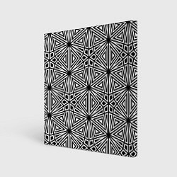 Холст квадратный Паттерн из чёрно-белого множества треугольников, цвет: 3D-принт