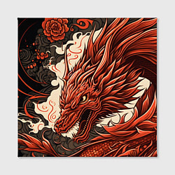 Холст квадратный Японский краcный дракон, цвет: 3D-принт — фото 2