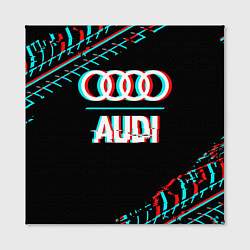 Холст квадратный Значок Audi в стиле glitch на темном фоне, цвет: 3D-принт — фото 2