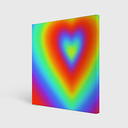 Холст квадратный Сердце - радужный градиент, цвет: 3D-принт
