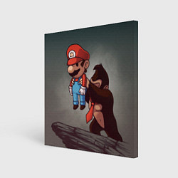 Холст квадратный Марио держит Данки Конг, цвет: 3D-принт