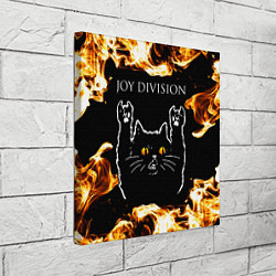 Холст квадратный Joy Division рок кот и огонь, цвет: 3D-принт — фото 2