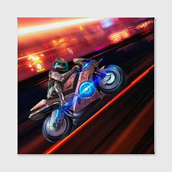 Холст квадратный Мотоцикл ночной город, цвет: 3D-принт — фото 2