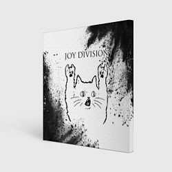 Холст квадратный Joy Division рок кот на светлом фоне, цвет: 3D-принт