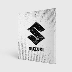 Холст квадратный Suzuki с потертостями на светлом фоне, цвет: 3D-принт