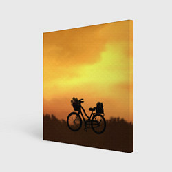 Холст квадратный Велосипед на закате, цвет: 3D-принт