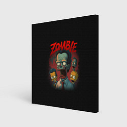Холст квадратный Зомби в стиле Симпсонов, цвет: 3D-принт