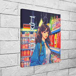 Холст квадратный Crush - ретро девочка-аниме в магазине, цвет: 3D-принт — фото 2