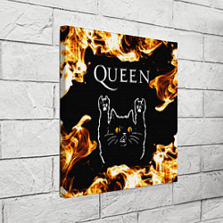 Холст квадратный Queen рок кот и огонь, цвет: 3D-принт — фото 2