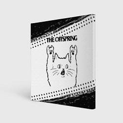 Холст квадратный The Offspring рок кот на светлом фоне, цвет: 3D-принт
