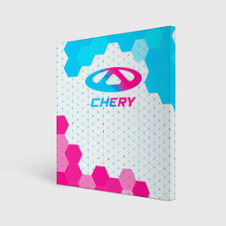 Холст квадратный Chery neon gradient style, цвет: 3D-принт