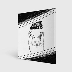 Холст квадратный Arctic Monkeys рок кот на светлом фоне, цвет: 3D-принт