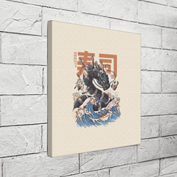Холст квадратный Суши дракон с иероглифами в японском стиле, цвет: 3D-принт — фото 2