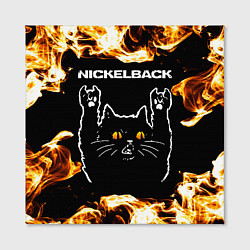 Холст квадратный Nickelback рок кот и огонь, цвет: 3D-принт — фото 2