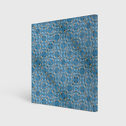 Холст квадратный Голубые незабудки текстура дерева, цвет: 3D-принт