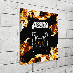 Холст квадратный Asking Alexandria рок кот и огонь, цвет: 3D-принт — фото 2