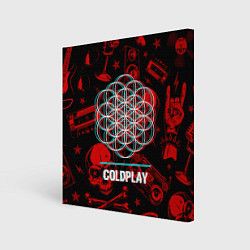 Холст квадратный Coldplay rock glitch, цвет: 3D-принт