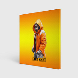 Холст квадратный Обезьяна в капюшоне - жизнь игра, цвет: 3D-принт