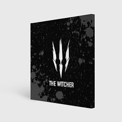 Холст квадратный The Witcher glitch на темном фоне, цвет: 3D-принт
