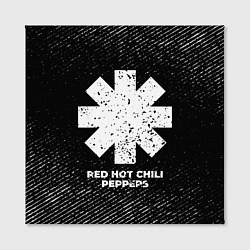 Холст квадратный Red Hot Chili Peppers с потертостями на темном фон, цвет: 3D-принт — фото 2