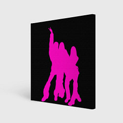 Холст квадратный Розовый силуэт Blackpink на черном фоне, цвет: 3D-принт