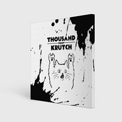 Холст квадратный Thousand Foot Krutch рок кот на светлом фоне, цвет: 3D-принт