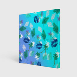 Холст квадратный Пальмы на голубом градиенте, цвет: 3D-принт