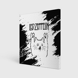 Холст квадратный Led Zeppelin рок кот на светлом фоне, цвет: 3D-принт