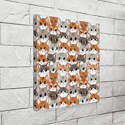 Холст квадратный Паттерн милые котики, цвет: 3D-принт — фото 2
