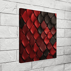 Холст квадратный Кожаная красно черная текстура, цвет: 3D-принт — фото 2