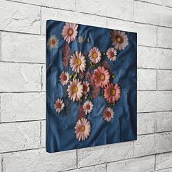 Холст квадратный Хризантемы на джинсе, цвет: 3D-принт — фото 2