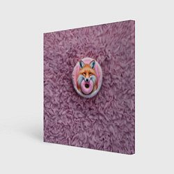 Холст квадратный Мордочка лисы с пончиком, цвет: 3D-принт
