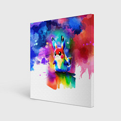 Холст квадратный Акварельный пикачу - живопись, цвет: 3D-принт