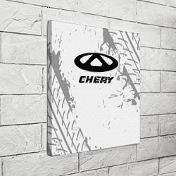 Холст квадратный Chery speed на светлом фоне со следами шин, цвет: 3D-принт — фото 2