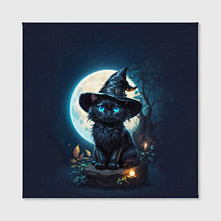 Холст квадратный Кот ведьмы - Хэллоуин, цвет: 3D-принт — фото 2