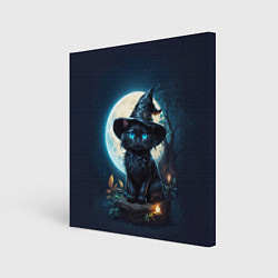 Холст квадратный Кот ведьмы - Хэллоуин, цвет: 3D-принт