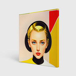 Холст квадратный Девушка с жёлтыми волосами конструктивизм, цвет: 3D-принт