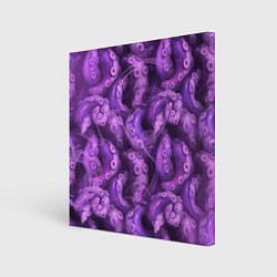 Холст квадратный Фиолетовые щупальца и дым, цвет: 3D-принт